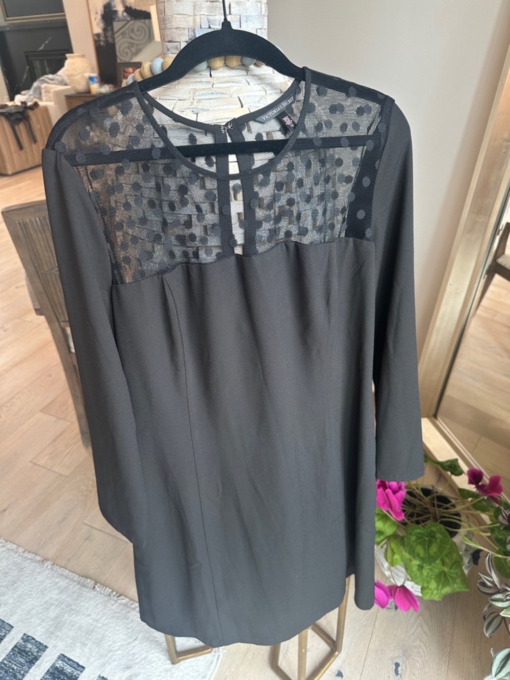 Victoria's Secret Black Long Sleeve Dress with Sheer Detail